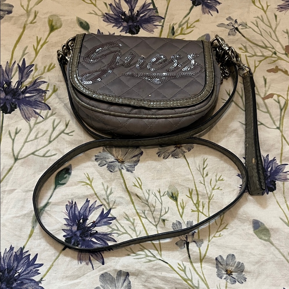 Guess Shimmering Silver Crossbody Bag